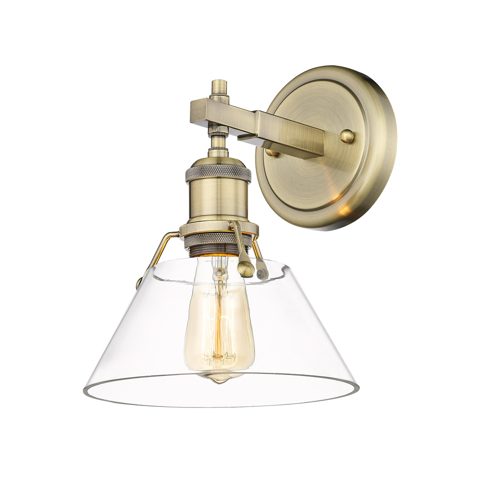 Yep by Golden Lighting Orwell 1-light Vanity in Aged Brass and Clear Glass